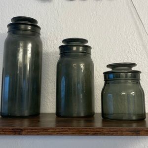 Hearth & Hand Grey Glass Canisters (3)